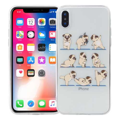 Чехол KAWAI для iPhone X/XS Мопсы йоги в МТС