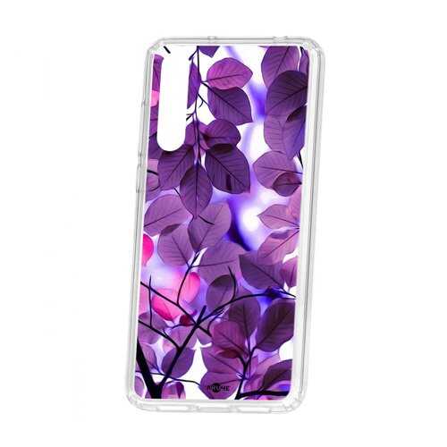 Чехол Kruche Huawei P20 Pro (Plus) Print Purple leaves в МТС