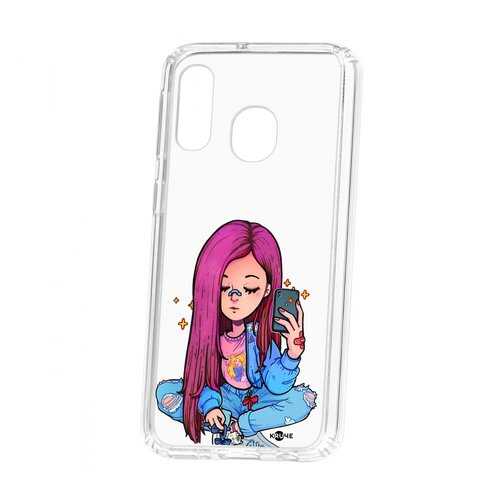 Чехол Kruche Samsung Galaxy A40 Print Pink Hair в МТС