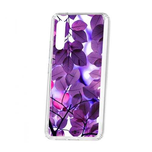Чехол Kruche Samsung Galaxy A90 5G Print Purple leaves в МТС