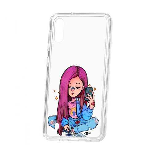 Чехол Kruche Samsung Galaxy M10 Print Pink Hair в МТС