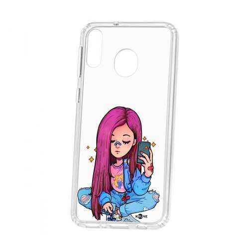 Чехол Kruche Samsung Galaxy M20 Print Pink Hair в МТС