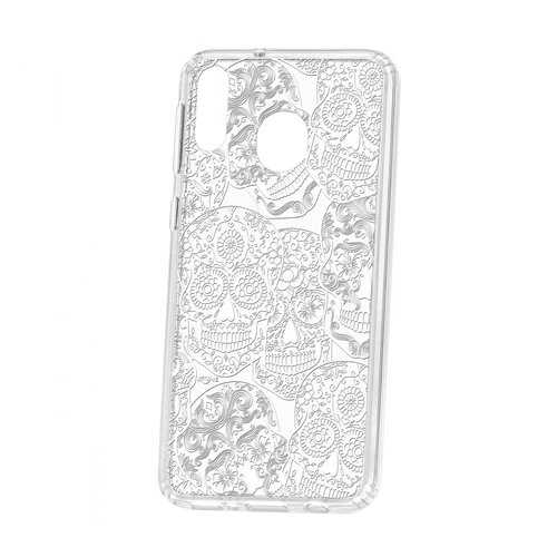 Чехол Kruche Samsung Galaxy M20 Print Skull White в МТС
