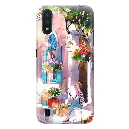 Чехол RE:PA для Samsung Galaxy A01 с принтом Девочка на цветущей улочке в МТС