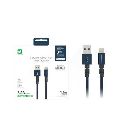 Кабель Amazingthing SupremeLink MFi Power Max Plus USB-iP Dark Blue 1.1m 3.2A в МТС