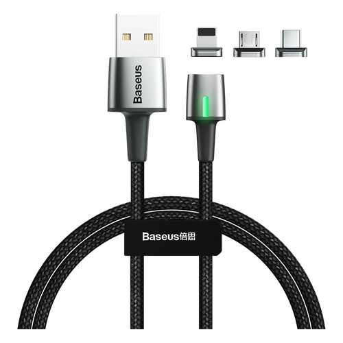 Кабель магнитный Baseus Zinc Magnetic Cable Kit IP+Type-C+Micro 1м Black (TZCAXC-A01) в МТС