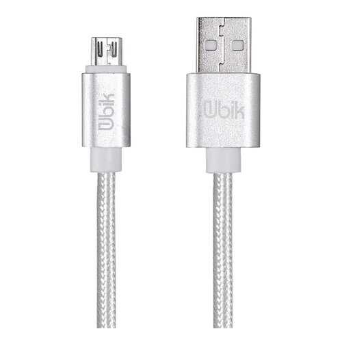 Кабель Ubik USB - microUSB (UM09) 1m 3A Silver в МТС