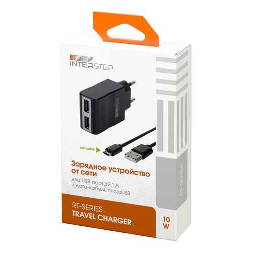 Сетевое зарядное устройство InterStep RT 2 USB 2,1A Black в МТС